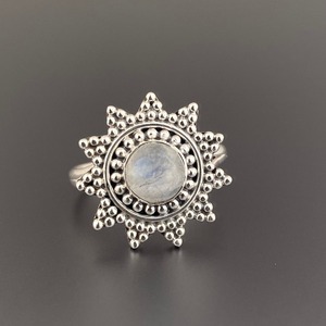 Bague faite à la main bijoux bague de promesse 925 argent Sterling massif déclaration faite à la main pierre de lune arc-en-ciel naturelle avec 925 bijoux de timbre - Product Image 4