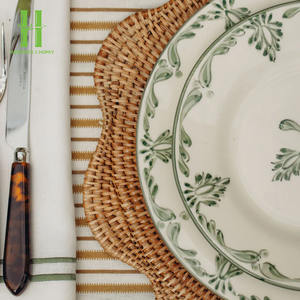 BEST SELLER Flower Design Dark Color Woven Rattan <b>Placemat</b> Elegant Mats & Pads From Vietnam - Product Image 4