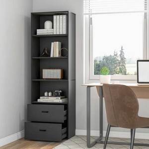 Étagère pliable en bois de caoutchouc 60x32x190cm avec tiroirs, style minimaliste pour la maison, le bureau, l'atelier, le salon, la chambre, l'escalier - KS68249 - Product Image 5