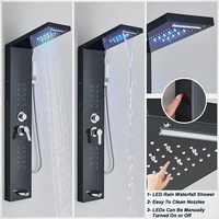 2023 Europe Style LED pluie cascade tête en acier inoxydable mural pluie douche salle de bain panneau de douche système de tour