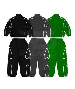 Pantalon et veste à cordon de serrage 100% nylon Lignes réfléchissantes Logo numérique Vintage Coupe-vent Survêtement pour homme - Product Image 2