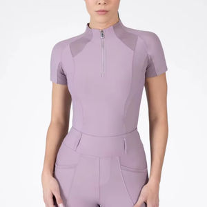 Camiseta de Equitación Profesional para Mujer, Ligera, de Manga Corta, Transpirable, Tejido Elástico, Servicio OEM - Product Image 1