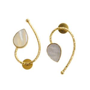 Wholesale Brass Drop <b>Earrings</b> Bulk Stud Authentic Gemstone Jewelry Matte Brass Texture Boho Chic Design Bulk Export Quality - Product Image 4