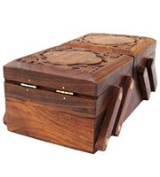 Meilleure vente boîte à bijoux pour femmes en bois Flip Flap fleur sculpté Design à vendre par les exportateurs indiens