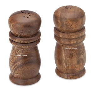 Manual Refillable Acacia Wood <b>Salt</b> and <b>Pepper</b> Shaker <b>Set</b> Natural Wooden Spice Dispensers for Kitchen, Dining, and Tabletop Use - Product Image 1
