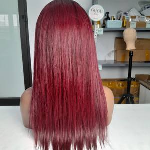 100% extensions de cheveux humains vierges vietnamiens bruts longue perruque bordeaux vague profonde boucles crépues transparentes pour dentelle petite - Product Image 2