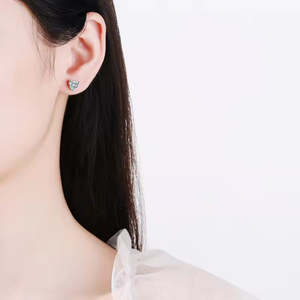ต่างหูเพชรทรงหยดน้ำ 2 กะรัต ประดับเพชรซิคอนทรงหัวใจ สีโรสโกลด์และชุบทอง 18k สไตล์ทันสมัยสำหรับงานหมั้น เครื่องประดับเงินแท้ - Product Image 5