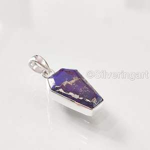 Pendentif pour femme en turquoise cuivre naturel, pierre de naissance de décembre, bijoux faits à la main, pendentif en argent sterling 925 - Product Image 5