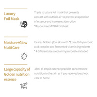 Masque en feuille JMSOLUTION PRIME GOLD PREMIUM FOIL MASK, soin du visage, or 24 carats, acide hyaluronique, éclaircissant, soin coréen, 1 unité = 10 pièces, vente en gros
