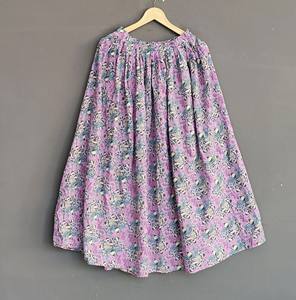 Falda Formal Larga hasta el Suelo con Estampado Floral de Algodón Hecha a Mano para Mujer, Talla Grande, Natural, Transpirable, Estilo Jaipur, Verano - Product Image 4