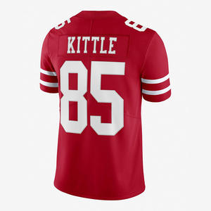 Camiseta de fútbol americano roja y blanca personalizada, número de equipo personalizado, cuello en V, malla transpirable, corto, Unisex, uniforme deportivo de talla grande - Product Image 2