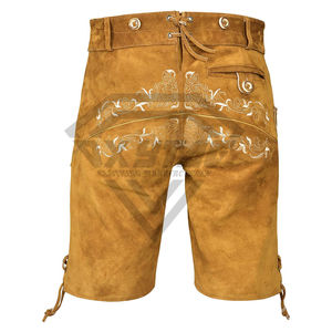 Pantalones Cortos de Cuero Genuino de Ante para Hombre, Estilo Bávaro Oktoberfest, con Tirantes, Traje Tradicional Alemán - Product Image 3