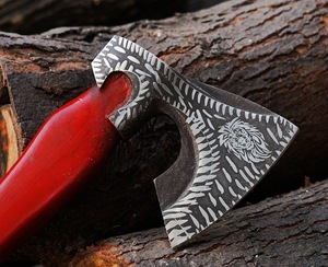 Custom Handmade Carbon Steel Viking <b>axe</b> with Wooden Handle and Fine Leather Sheath Handmade <b>Axes</b> Camping <b>axe</b> & Hatchet - Product Image 3