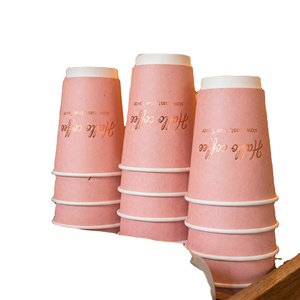 Vasos de Papel Personalizados con Logotipo, de Pared Simple o Doble, Color Rosa, Impresos, de 10, 12 y 16 oz, Vasos Desechables para Café Caliente con Tapas, Venta al Por Mayor - Product Image 1