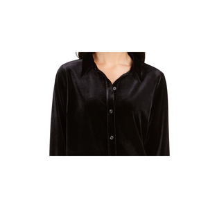 Camicia Elegante da Donna Charter Club in Velluto con Bottoni, Nera XX-Large, Colletto in Seta Lavorata a Maglia, per Feste, Ufficio, Moda Invernale - Product Image 2