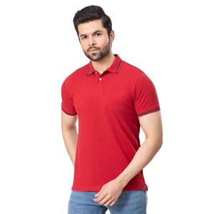 Polos pour hommes avec logo de broderie personnalisé de qualité supérieure de couleur rouge Vêtements de sport décontractés T-shirt polo pour hommes - Product Image 2