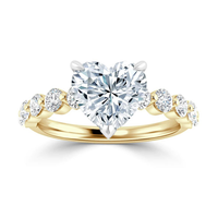 Bague de fiançailles de luxe en argent sterling avec moissanite taille cœur de 2,50 carats et perle d'eau douce, plaquée or rose, sertie à griffes, pour femme