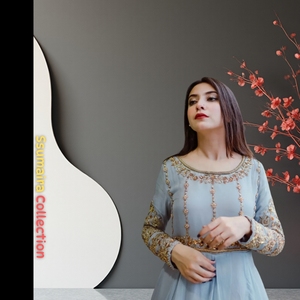 Tendencias de Cp elegante polvo sólido gris adornado a mano largo Anarkali conjunto-vestidos de novia de lujo para mujeres - Product Image 6