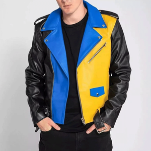 <b>Men's</b> Multi-color Genuine Leather Motorcycle <b>Biker</b> <b>Jacket</b> With Armoured CE Protected Racing Leather Motorbike <b>Jacket</b> For <b>Men</b> - Product Image 1