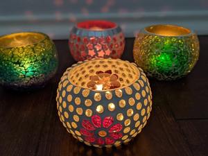 Eco Friendly Handmade Wedding Banquet Dinner Table Home Decoration <b>Glass</b> Mosaic Design Votive <b>Holder</b> Candle Stick <b>Tea</b> <b>Light</b> - Product Image 3