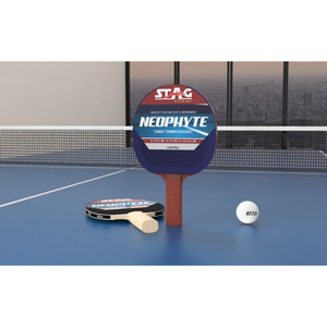 Raquette de tennis de table Stag Iconic Neophyte Series en bois de frêne, caoutchouc à picots, 5 plis, durable, 158x152mm, poids 200g, pour le sport - Product Image 4