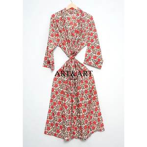 Albornoz Maxi de Algodón Europeo para Mujer, Kimono Casual con Estampado Floral, Cardigan de Lujo Boho para Otoño y Verano, Ropa de Dormir - Product Image 2