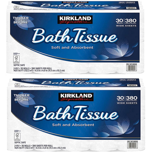 Papier toilette Kirkland Signature Blue Ribbon 2 plis, écologique, résistant, 30 rouleaux doux et jetables, 380 feuilles/rouleau, pour usage toilette - Product Image 2