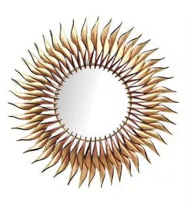 Qualité supérieure Argent Métal Plaqué Clair Unique Standard Unique Soleil Fleur Design Fantaisie Luxe Moderne Décoration Miroir Mural - Product Image 2
