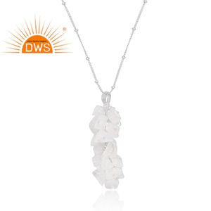 สร้อยคอจี้อัญมณีสีเงินสเตอร์ลิงสี925ลายพระจันทร์สีรุ้งธรรมชาติผลิตได้ตามต้องการ - Product Image 2