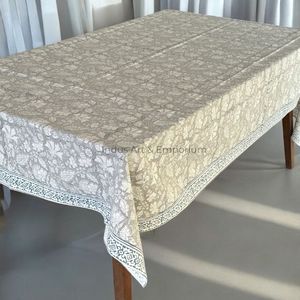 Nappe indienne en coton faite à la main belle couverture de Table en coton imprimé bloc à la main pour nappe de mariage à vendre - Product Image 1
