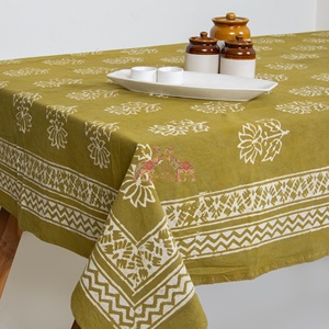 Nueva Colección de Manteles de Algodón Orgánico Hechos a Mano con Estampado Floral de Loto Dabu para Mesa de Comedor - Product Image 3