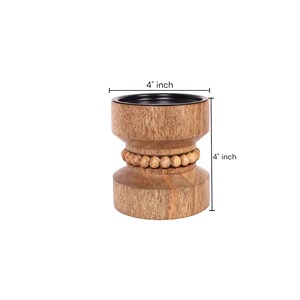 Bougeoir en bois à six colonnes, idéal pour la décoration intérieure, centre de table et éclairage festif, fabriqué à la main en Inde - Product Image 3