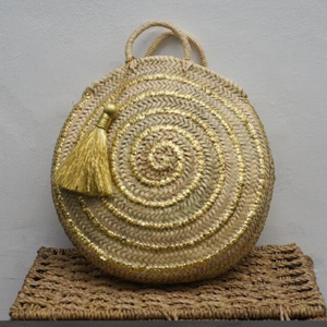 Sac de plage de qualité supérieure |   Sac à main français |   Sac rond en paille - Product Image 1