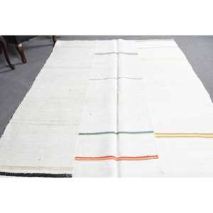 Modern White Wool <b>Rug</b> 6.1 X 9.1 ft Turkish Rectangle Patchwork Design for Living Room Decor 10mm <b>Thickness</b> Latex Room <b>Rug</b> - Product Image 5