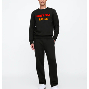 High Quality <b>Oversized</b> Heavyweight Drop Shoulder Pullover Sweatshirt & <b>Jogger</b> set 100% Cotton Lightweight Tracksuit For Men - Product Image 1