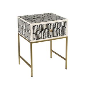 Table basse à tiroirs en os incrustés, meuble en bois fait main de qualité supérieure, rehaussant le luxe de la décoration intérieure - Product Image 1