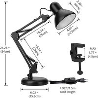 Lampe de bureau LED réglable moderne en aluminium avec commande tactile, alimentée par batterie, éclairage pour bureau et étude