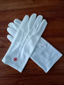 Recién llegado, guantes masónicos de tela de algodón blanco liso, logotipo bordado, puño elástico, logotipo personalizado disponible, guantes de algodón 100 - Product Image 2