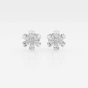 Boucles d'oreilles en or massif 14k pour femmes coupe poire style floral CVD/HPHT diamant fiançailles mariage argent sterling - Product Image 3