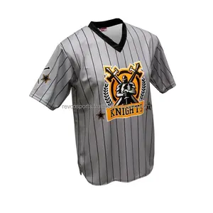 Sport bekleidung Baseball-Trikots Silbergrau Pin Strip V-Ausschnitt Softball-Trikots für Männer Mode und Training Baseball-T-Shirts