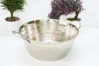 Bol en aluminium martelé de fantaisie de luxe avec poignées Bol à fruits Design unique Bol en métal de luxe royal pour une utilisation intérieure et extérieure