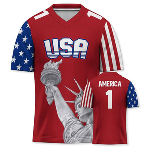 Top Quality Sublimated Football Jersey American Flag Jersey <b>Shorts</b> Set Sports Team Sublimation Wear Football Set - Product Image 1
