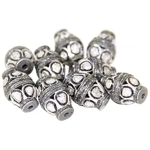 Perles en argent faites à la main pour femmes avec diamants 3 mm, apprêts plaqués pour accessoires de bricolage et fabrication de bijoux - Product Image 1