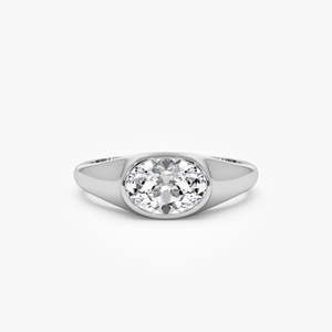 Bague solitaire élégante en or 14 carats avec diamant de laboratoire de forme ovale, 1,00 carat total, couleur E-F, pureté VS, sur mesure pour femme - Product Image 2