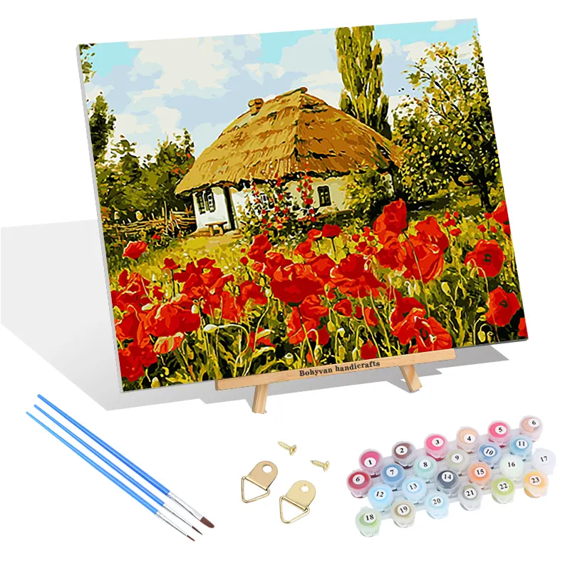 Pintura de colores para adultos por números Babylon Premium House Poppy Flower 40*50CM pintura por números
