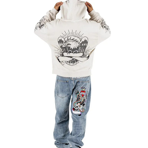 2025 Wholesale Winter Heavyweight Vintage Oversized Pullover Hoodie <b>Men</b> 500Gsm Breathable 100% Cotton Fleece Screen Print Acid - Product Image 4