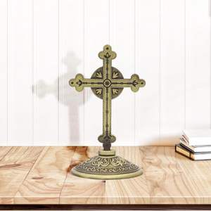 Estatua Decorativa de Cruz Dorada de Pie, Aleación de Zinc, para Repisa, Escritorio, Sala de Estar - Product Image 3