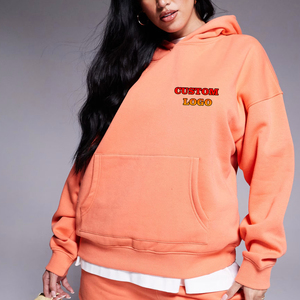 Nouvel arrivage 2025 100% coton sweats à capuche surdimensionnés pour femmes logo sérigraphié personnalisé sweats à capuche lourds à épaules tombantes pour femmes - Product Image 6