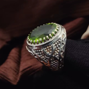 แหวนเงินแท้925ควอตซ์นกแก้ว | แหวนอัญมณีทรงวงรีเกรดสูง | เครื่องประดับงานปาร์ตี้แต่งงานแบบโบโฮทำด้วยมือ - Product Image 6