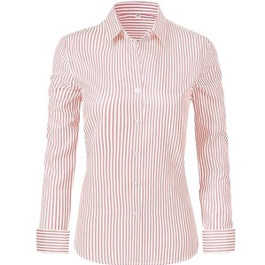 Chemises habillées à manches longues à carreaux pour femmes, décontractées pour le bureau, avec broderie respirante, vente en gros à faible MOQ - Product Image 1